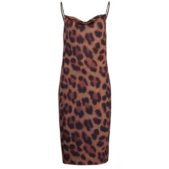 l'agence TAMI COWL NECK SLIP DRESS in Brown & Black NWT Size 4 - Picture 1 of 7